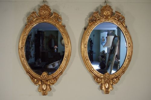 PAIR VICTORIAN OVAL GILT WALL MIRRORS - ADDITIONAL PHOTO 9