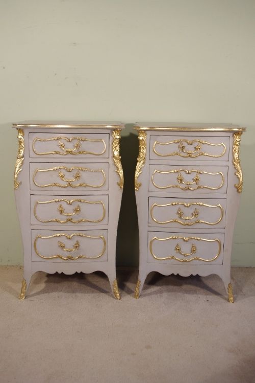 pair of french painted and parcelgilt bedside cabinets - CATEGORY: ANTIQUE CABINETS - DATED 1920