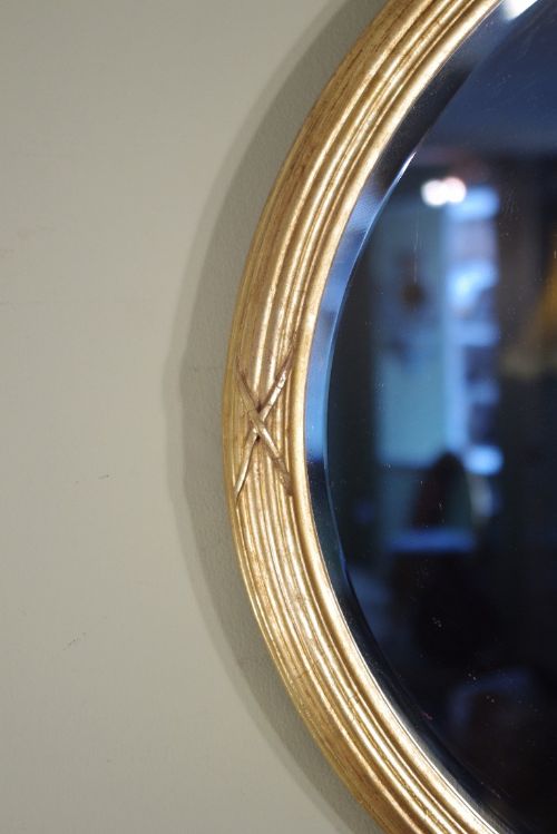 GILT OVAL OVERMANTLE MIRROR - ADDITIONAL PHOTO 2