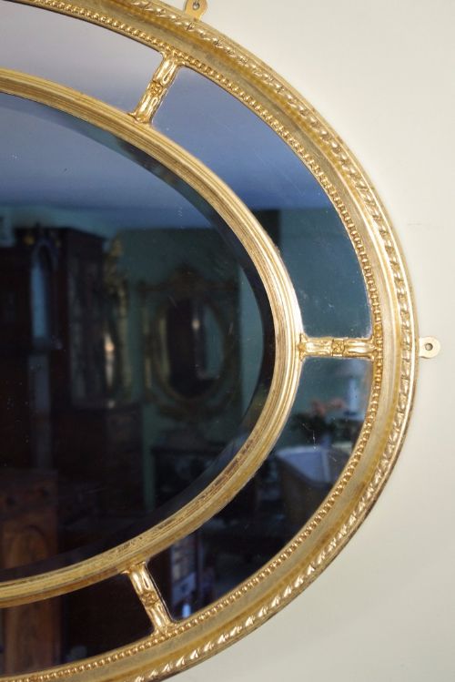 LARGE GILT OVAL MARGINAL OVERMANTLE MIRROR - ADDITIONAL PHOTO 1