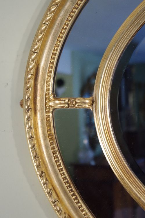 LARGE GILT OVAL MARGINAL OVERMANTLE MIRROR - ADDITIONAL PHOTO 4