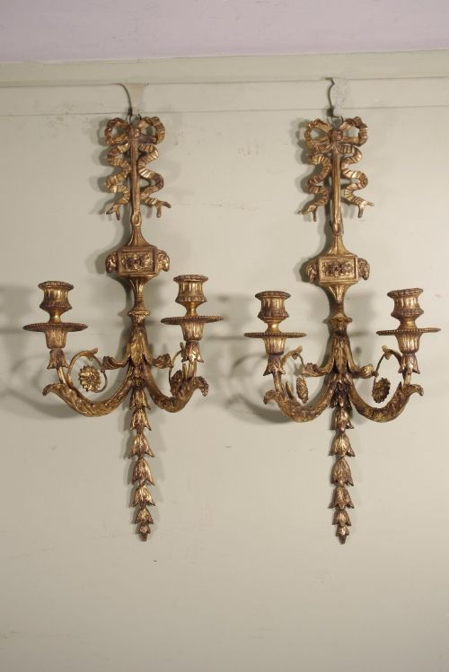 pair gilt wall lightssconces - CATEGORY: ANTIQUE LIGHTING - DATED 1880
