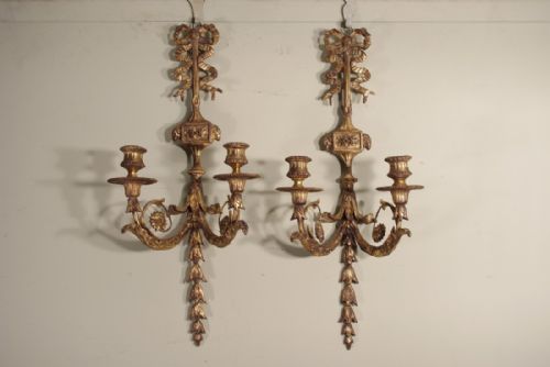 PAIR GILT WALL LIGHTSSCONCES - ADDITIONAL PHOTO 1