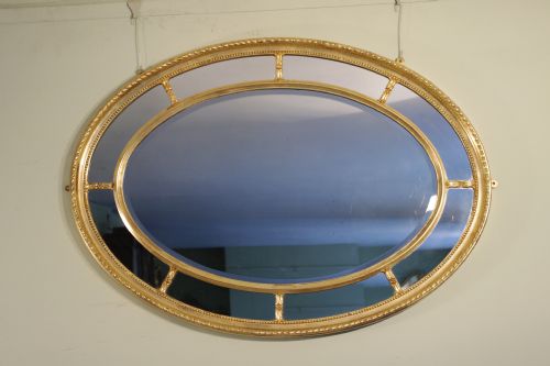 LARGE GILT OVAL MARGINAL OVERMANTLE MIRROR - ADDITIONAL PHOTO 7