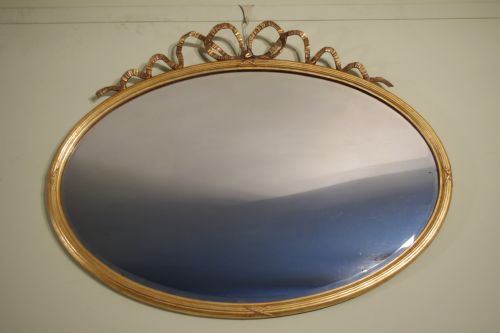 GILT OVAL OVERMANTLE MIRROR - ADDITIONAL PHOTO 5