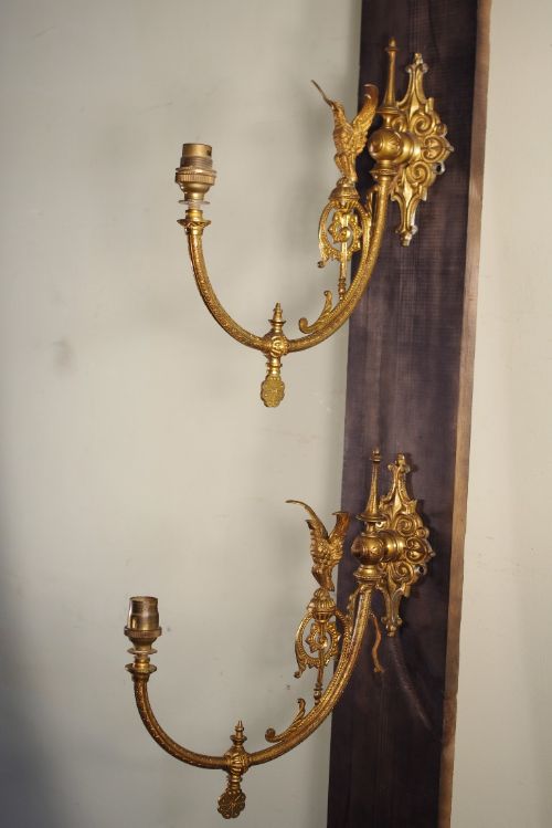 set of four gilt metal wall lights - CATEGORY: ANTIQUE LIGHTING - DATED 1900