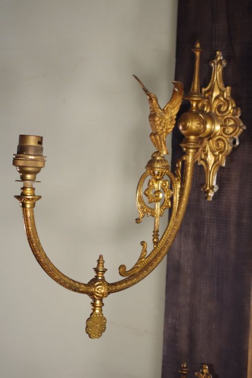 SET OF FOUR GILT METAL WALL LIGHTS - ADDITIONAL PHOTO 2