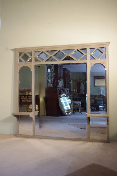 english edwardian painted sectional large overmantle mirror - CATEGORY: ANTIQUE MIRRORS - DATED EDWARDIAN