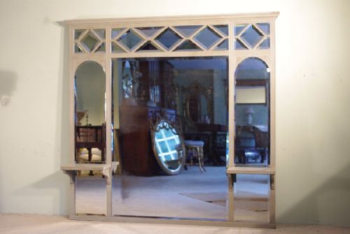 ENGLISH EDWARDIAN PAINTED SECTIONAL LARGE OVERMANTLE MIRROR - ADDITIONAL PHOTO 1
