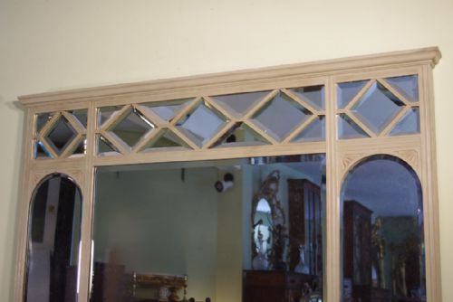 ENGLISH EDWARDIAN PAINTED SECTIONAL LARGE OVERMANTLE MIRROR - ADDITIONAL PHOTO 2