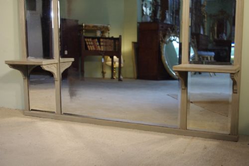 ENGLISH EDWARDIAN PAINTED SECTIONAL LARGE OVERMANTLE MIRROR - ADDITIONAL PHOTO 3
