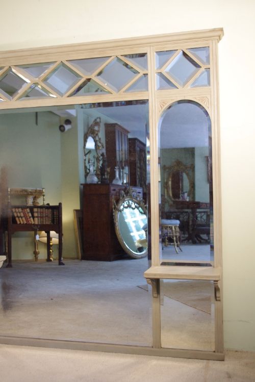 ENGLISH EDWARDIAN PAINTED SECTIONAL LARGE OVERMANTLE MIRROR - ADDITIONAL PHOTO 4