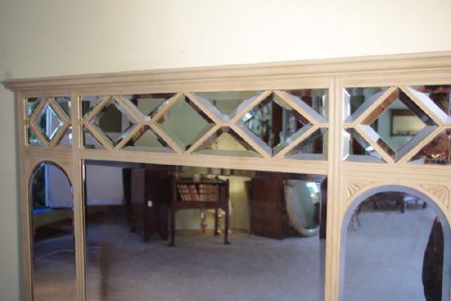 ENGLISH EDWARDIAN PAINTED SECTIONAL LARGE OVERMANTLE MIRROR - ADDITIONAL PHOTO 6