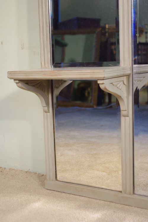 ENGLISH EDWARDIAN PAINTED SECTIONAL LARGE OVERMANTLE MIRROR - ADDITIONAL PHOTO 9