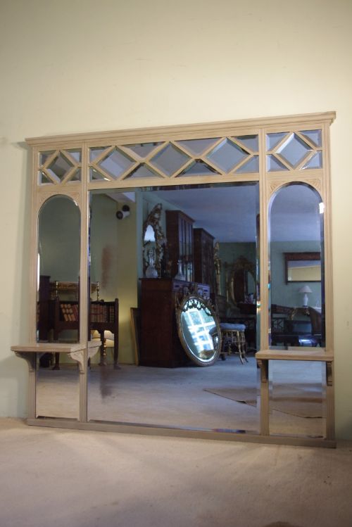 ENGLISH EDWARDIAN PAINTED SECTIONAL LARGE OVERMANTLE MIRROR - ADDITIONAL PHOTO 10