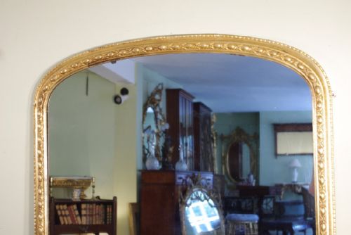 LARGE GILT ARCH TOP OVERMANTLE MIRROR - ADDITIONAL PHOTO 1