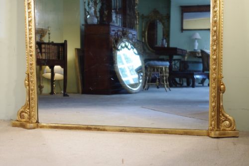 LARGE GILT ARCH TOP OVERMANTLE MIRROR - ADDITIONAL PHOTO 2