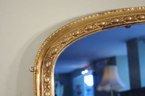 LARGE GILT ARCH TOP OVERMANTLE MIRROR - ADDITIONAL PHOTO 4