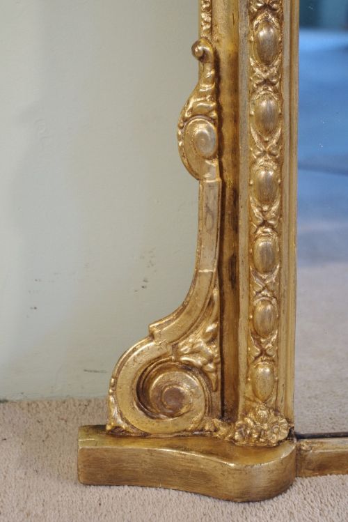 LARGE GILT ARCH TOP OVERMANTLE MIRROR - ADDITIONAL PHOTO 6