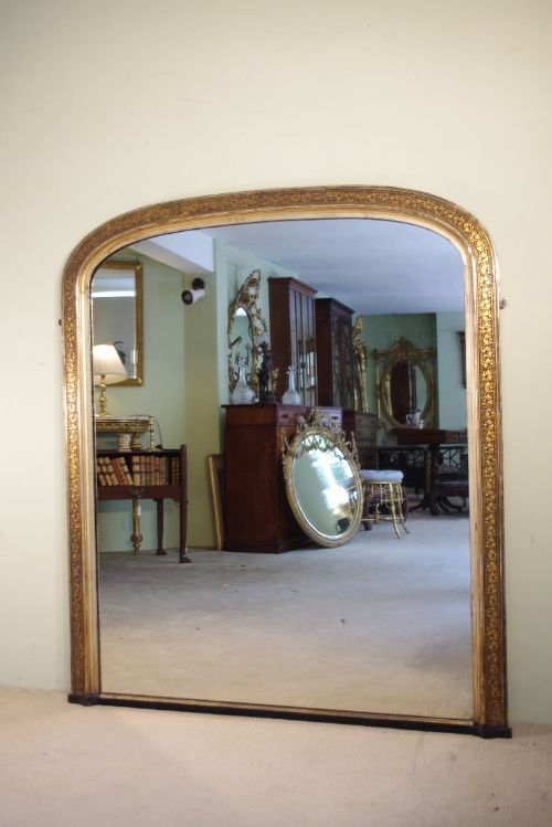 large ebonised and parcelgilt arch top overmantle mirror - CATEGORY: ANTIQUE MIRRORS - DATED 1880