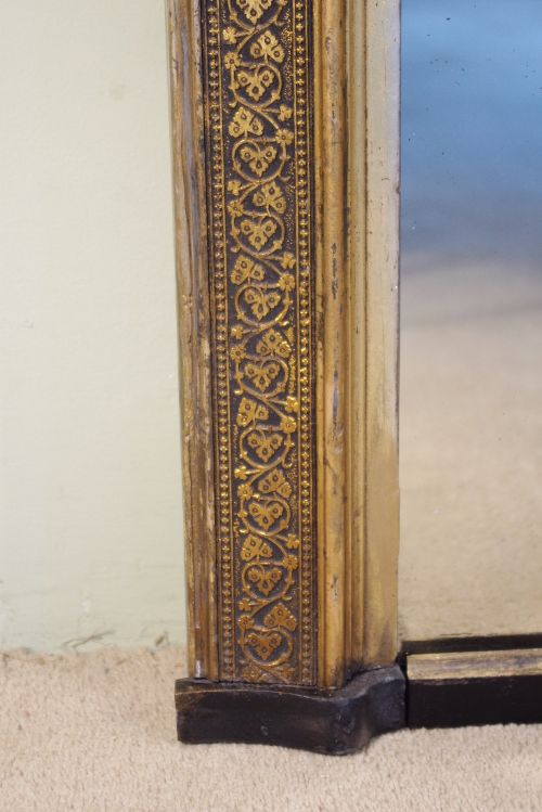 LARGE EBONISED AND PARCELGILT ARCH TOP OVERMANTLE MIRROR - ADDITIONAL PHOTO 5