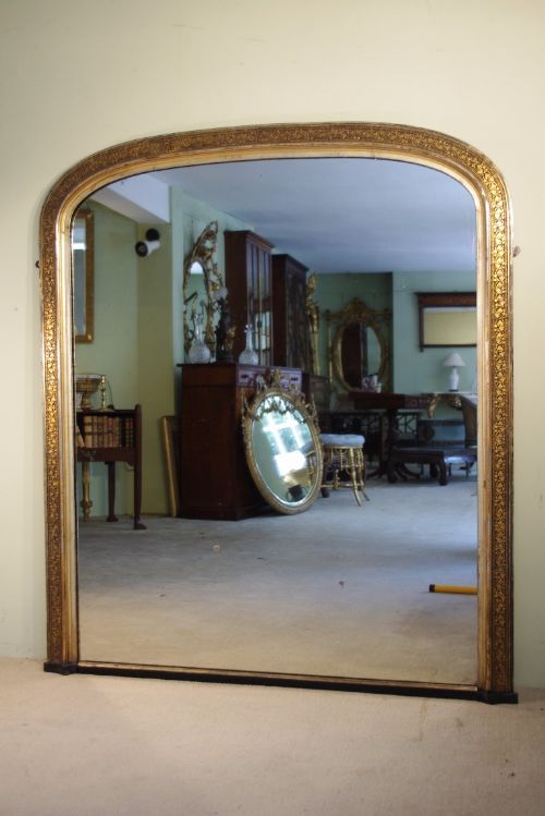 LARGE EBONISED AND PARCELGILT ARCH TOP OVERMANTLE MIRROR - ADDITIONAL PHOTO 6