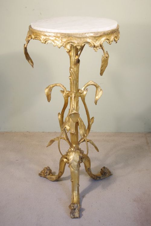 GILT 'LILY' OCCASIONALLAMP TABLE WITH MARBLE TOP - ADDITIONAL PHOTO 1