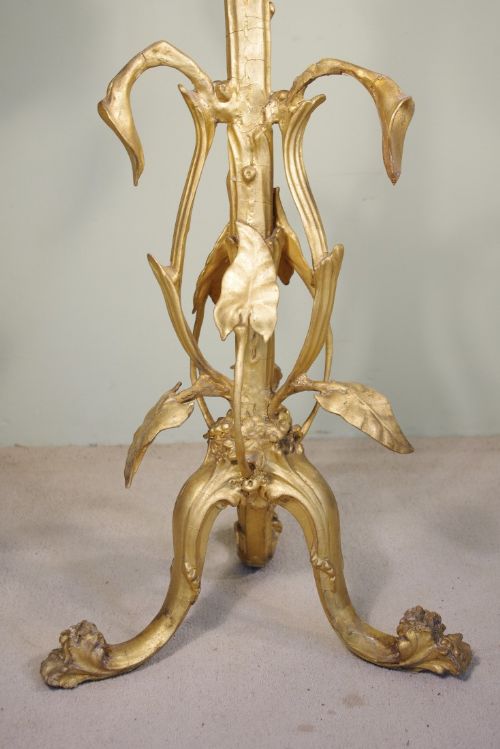 GILT 'LILY' OCCASIONALLAMP TABLE WITH MARBLE TOP - ADDITIONAL PHOTO 4