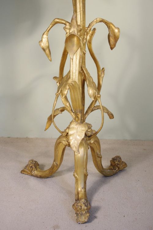 GILT 'LILY' OCCASIONALLAMP TABLE WITH MARBLE TOP - ADDITIONAL PHOTO 5