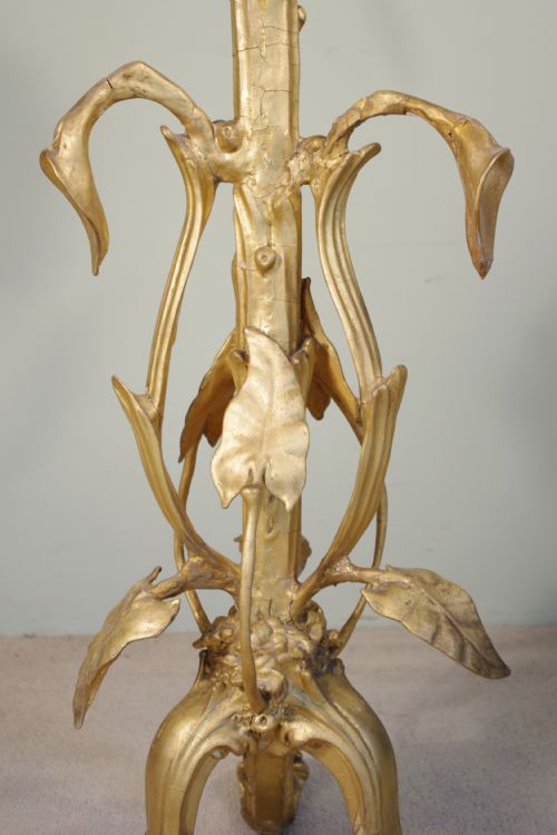 GILT 'LILY' OCCASIONALLAMP TABLE WITH MARBLE TOP - ADDITIONAL PHOTO 7