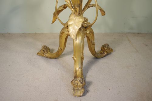 GILT 'LILY' OCCASIONALLAMP TABLE WITH MARBLE TOP - ADDITIONAL PHOTO 8