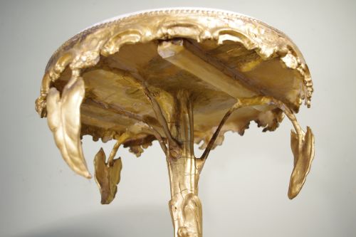 GILT 'LILY' OCCASIONALLAMP TABLE WITH MARBLE TOP - ADDITIONAL PHOTO 12