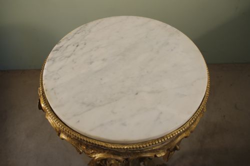 GILT 'LILY' OCCASIONALLAMP TABLE WITH MARBLE TOP - ADDITIONAL PHOTO 13