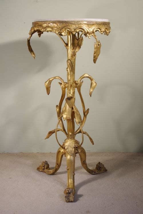 GILT 'LILY' OCCASIONALLAMP TABLE WITH MARBLE TOP - ADDITIONAL PHOTO 14