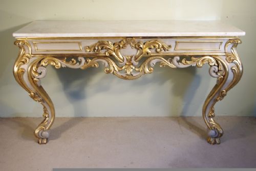 painted and parcelgilt console table with marble top - CATEGORY: ANTIQUE TABLES - DATED 1880