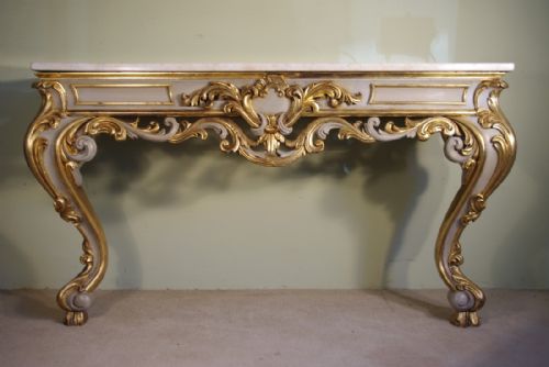 PAINTED AND PARCELGILT CONSOLE TABLE WITH MARBLE TOP - ADDITIONAL PHOTO 1