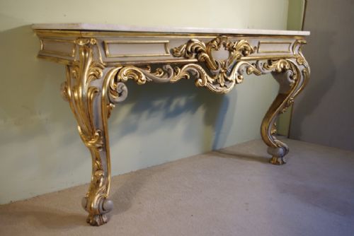 PAINTED AND PARCELGILT CONSOLE TABLE WITH MARBLE TOP - ADDITIONAL PHOTO 3