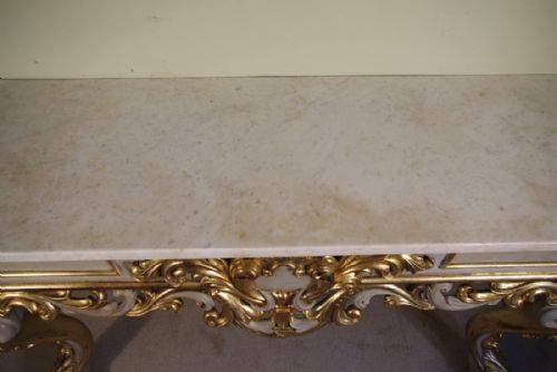 PAINTED AND PARCELGILT CONSOLE TABLE WITH MARBLE TOP - ADDITIONAL PHOTO 13