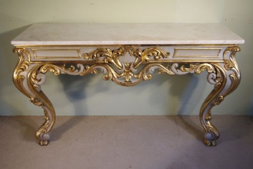 PAINTED AND PARCELGILT CONSOLE TABLE WITH MARBLE TOP - ADDITIONAL PHOTO 14