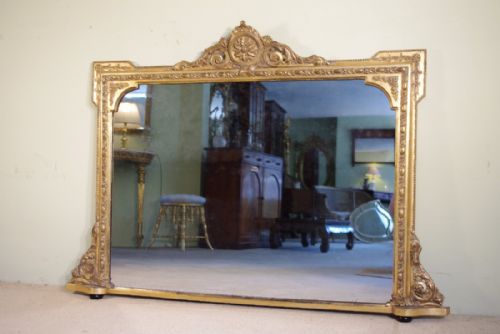 victorian gilt low overmantle mirror - CATEGORY: ANTIQUE MIRRORS - DATED 1880
