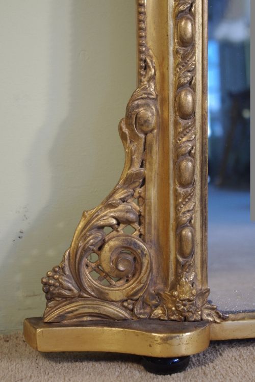 VICTORIAN GILT LOW OVERMANTLE MIRROR - ADDITIONAL PHOTO 8