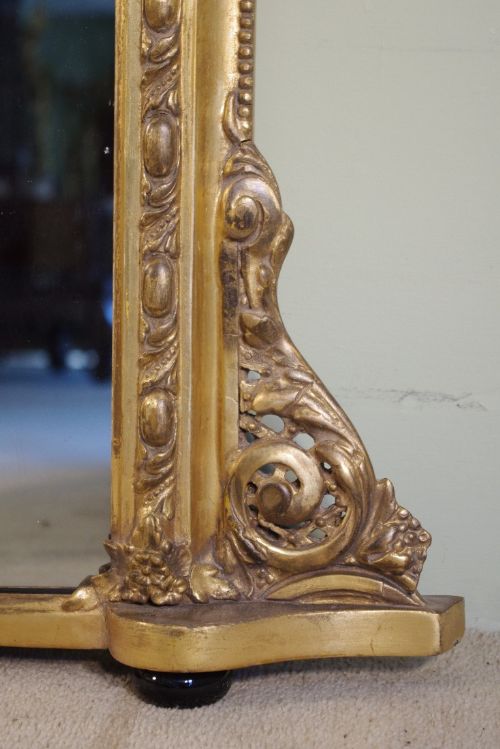 VICTORIAN GILT LOW OVERMANTLE MIRROR - ADDITIONAL PHOTO 9