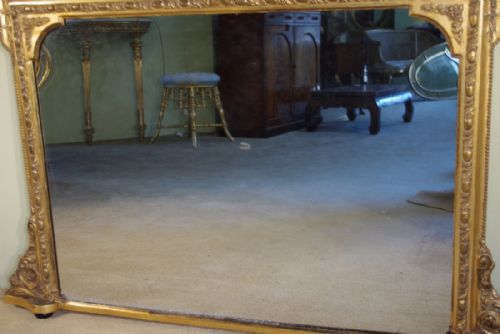 VICTORIAN GILT LOW OVERMANTLE MIRROR - ADDITIONAL PHOTO 12