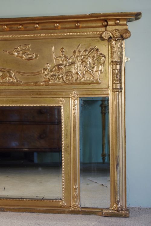 ENGLISH REGENCY STYLE GILT TRIPLEPLATE OVERMANTLE MIRROR - ADDITIONAL PHOTO 1