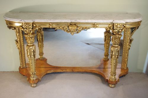 19th century english gilt console table with marble top - CATEGORY: ANTIQUE TABLES - DATED 1870