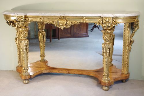 19TH CENTURY ENGLISH GILT CONSOLE TABLE WITH MARBLE TOP - ADDITIONAL PHOTO 2