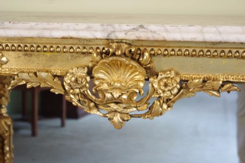 19TH CENTURY ENGLISH GILT CONSOLE TABLE WITH MARBLE TOP - ADDITIONAL PHOTO 8