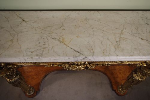 19TH CENTURY ENGLISH GILT CONSOLE TABLE WITH MARBLE TOP - ADDITIONAL PHOTO 12