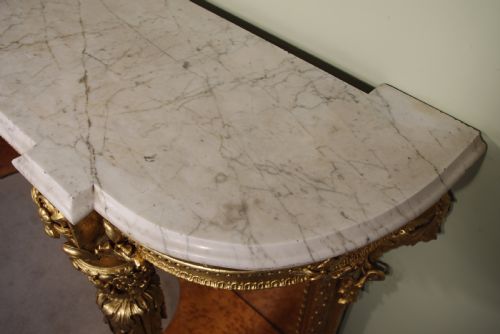 19TH CENTURY ENGLISH GILT CONSOLE TABLE WITH MARBLE TOP - ADDITIONAL PHOTO 13
