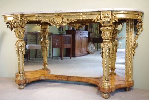 19TH CENTURY ENGLISH GILT CONSOLE TABLE WITH MARBLE TOP - ADDITIONAL PHOTO 15